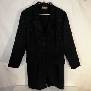 Vintage Gloria Vanderbilt  Long Black Blazer - 80s/90s Metallic Thread